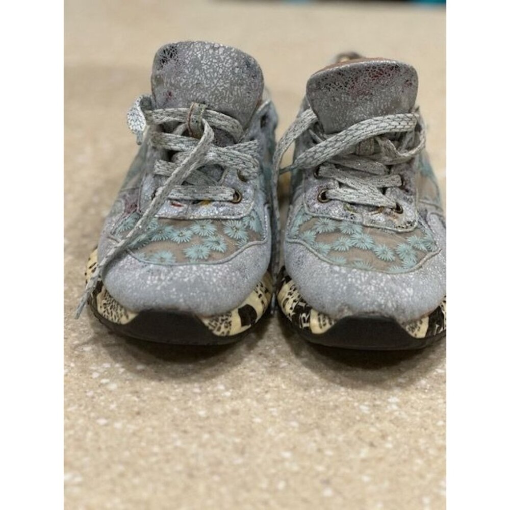 Womens L'Artiste Style Daisymae Blue Multi Design Lace up Sneaker Shoes Size 37